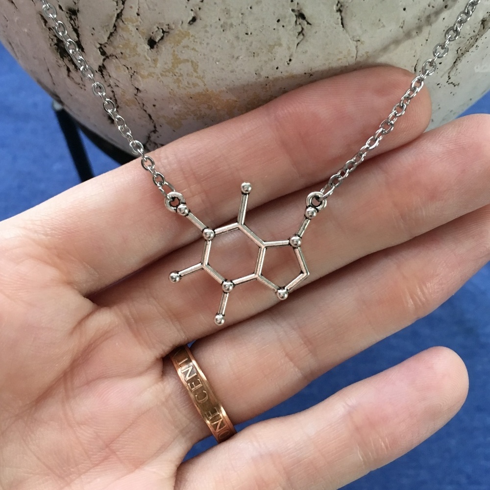 ☕ Coffee Caffeine Molecule Pendant Necklace Tea Stainless Steel Handmade 4for$20 - Picture 2 of 6
